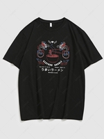 Seafood Noodle Dragon Graphic T-shirt S Black
