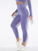 Seamless Absorbent Sweat Yoga Sports Leggings M Purple
