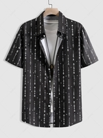 Seamless Arrow Print Short Sleeve Shirt L Black