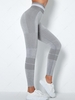 Seamless High Waist Striped Sports Yoga Leggings L Light gray