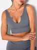 Seamless Knit Yoga Push Up Plunge Sports Bra L Gray