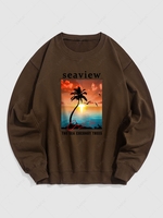 Seaview THE SEA COCONUT TREES Graphic Sweatshirt M Deep coffee