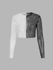 See-though Hollow Out T Shirt L Multi a