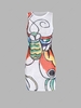 See Through Mesh Abstract Print Mini Bodycon Dress M Multi a