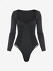 See Thru Lace Insert Sweetheart Bodysuit L Black