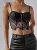 See Thru Lace Scalloped Corset Camisole L Black