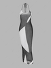 See Thru Mesh Colorblock Topstitching Halter Dress M Black