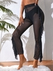 See Thru Mesh Ruffle Side High Waisted Cover Up Pants Xl Black