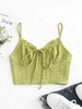Seersucker Smocked Frilled Cami Bralette Top L Green