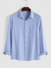 Seersucker Stripes Front Pocket Shirt 2xl Blue