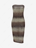 Semi-sheer Breathable Stripes Back Slit Tube Dress S Deep coffee