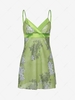 Semi-sheer Chiffon Tie Back Silky Floral Cami Dress L Green