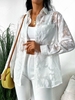 Semi Sheer Jacquard Front Pocket Shirt M White