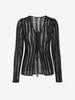 Semi Sheer Lace Up Front Knitwear L Black