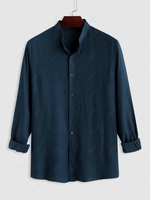 Semi-sheer Line Long Sleeves Shirt M Deep blue