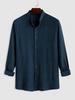 Semi-sheer Line Long Sleeves Shirt Xl Deep blue