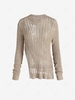 Semi Sheer Notched Side Sweater L Coffee