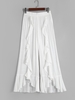 Semi Sheer Ruffles Cover Up Beach Pants L White