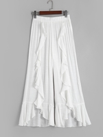 Semi Sheer Ruffles Cover Up Beach Pants L White