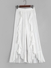 Semi Sheer Ruffles Cover Up Beach Pants M White