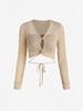 Semi Sheer Twisted Tie Floss Top with Cami Top M Light coffee