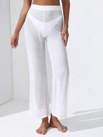 Semi Sheer Wide Leg Palazzo Beach Pants White