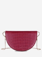 Semicircle Embossed Flap Chain Shoulder Bag