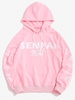 Senpai Japanese Print Front Pocket Hoodie 3xl Light pink