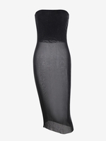 Sequin Sheer Solid Color Strapless Dress L Black
