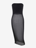 Sequin Sheer Solid Color Strapless Dress M Black