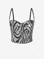 Sequined Cupped Crop Camisole L Silver