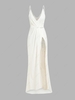 Sequined Lace Insert Maxi Party Dress L White