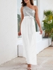 Sequined One Shoulder Belted Slit Maxi Dress L White