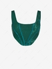 Sequined Piping Corset-style Tank Top M Deep green