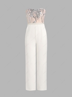 Sequined Pocket Bandeau Jumpsuit L White