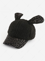 Sequined Rabbit Ear Teddy Baseball Cap