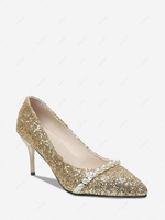 Sequins Faux Pearl Pumps