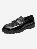 Sequins Tassel Decor Slip-On Loafers
