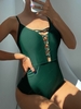 Shaping Crisscross Plunge One-piece Swimsuit S Green