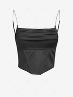 Sheeny Rhinestone Strap Draped Corset Top Xl Black