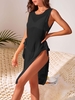 Sheer Breathable Tie Side Cover Up Dress L Black