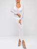 Sheer Breezy Texture Long Sleeve Slinky Dress L White