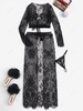 Sheer Eyelash Lace Tie Front Lingerie Set M Black