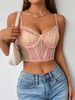 Sheer Floral Lace Underwire Bustier Lingerie-style Cami Top L Light pink