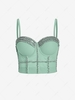 Sheer Mesh Rhinestones Cupped Underwire Cami Top L Light green