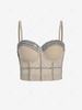 Sheer Mesh Rhinestones Cupped Underwire Cami Top Xl Light coffee
