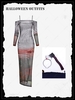 Sheer Mesh Side Slit Maxi Dress with Halloween Cospaly Bloody Headband Black