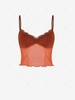 Sheer Mesh Sleeveless Corset Top S Red