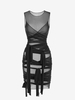 Sheer Mesh Wrap-tie Slinky Bandage Dress S Black