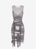 Sheer Mesh Wrap-tie Slinky Bandage Dress S Gray